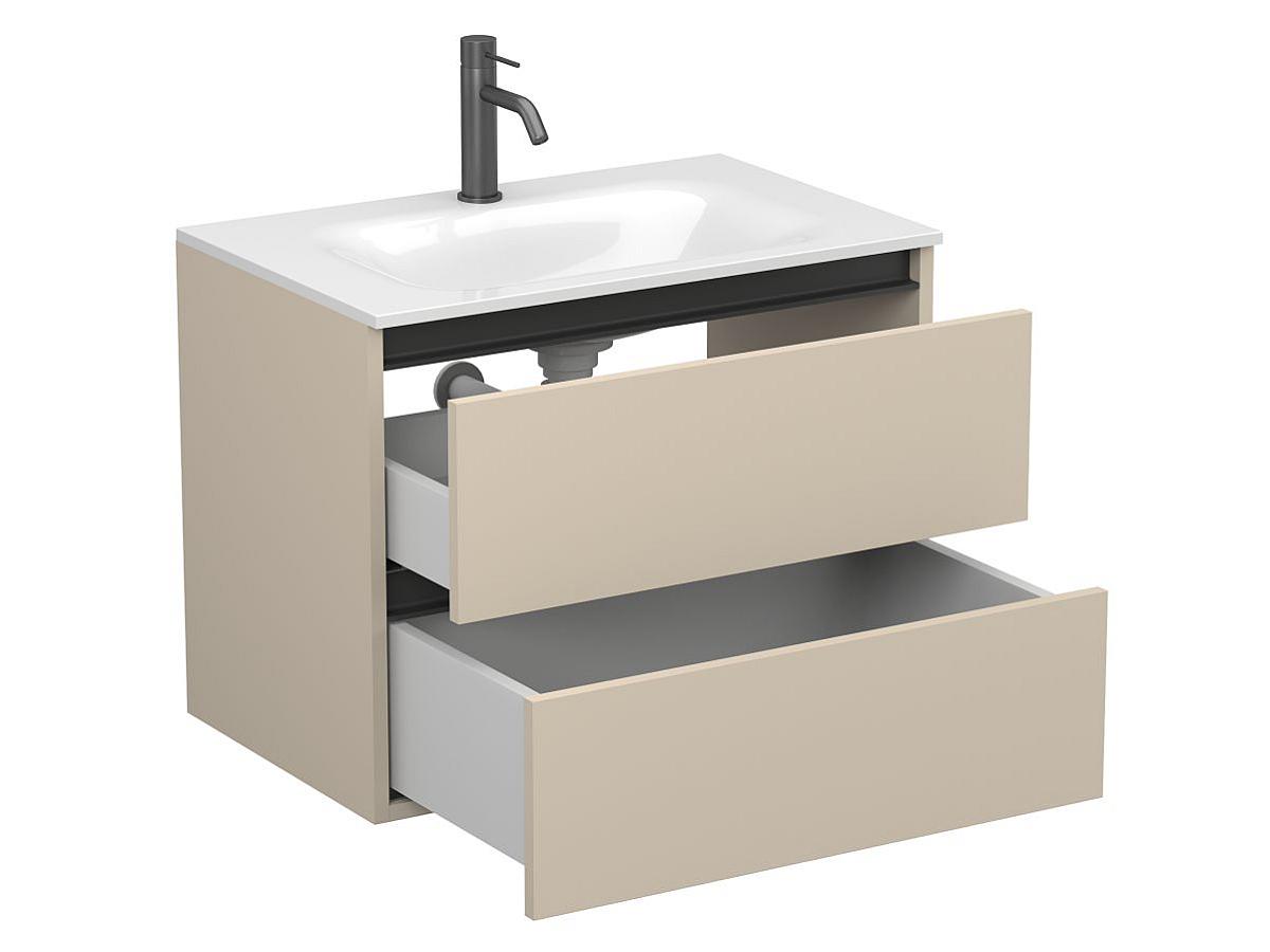 Тумба подвесная NATURA кашемир, МДФ, с умывальником JESSEL 700