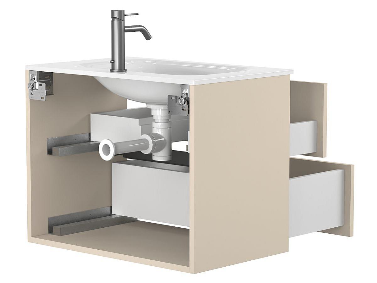 Тумба подвесная NATURA кашемир, МДФ, с умывальником JESSEL 700