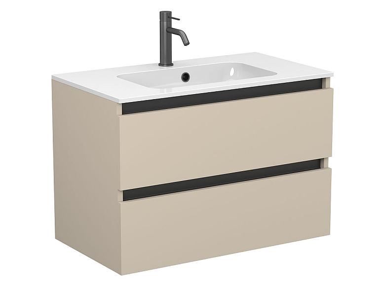 Тумба підвісна NATURA кашемір, МДФ, з умивальником DELLA 800