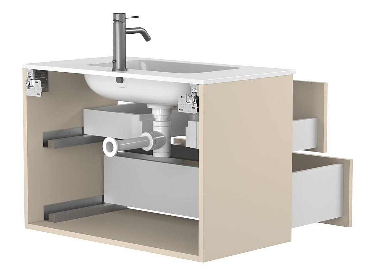 Тумба подвесная NATURA кашемир, МДФ, с умывальником DELLA 800