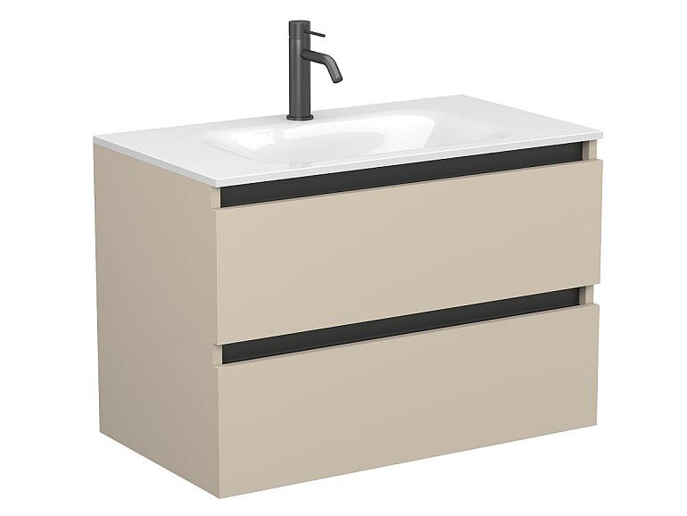 Тумба підвісна NATURA кашемір, МДФ, з умивальником JESSEL 800