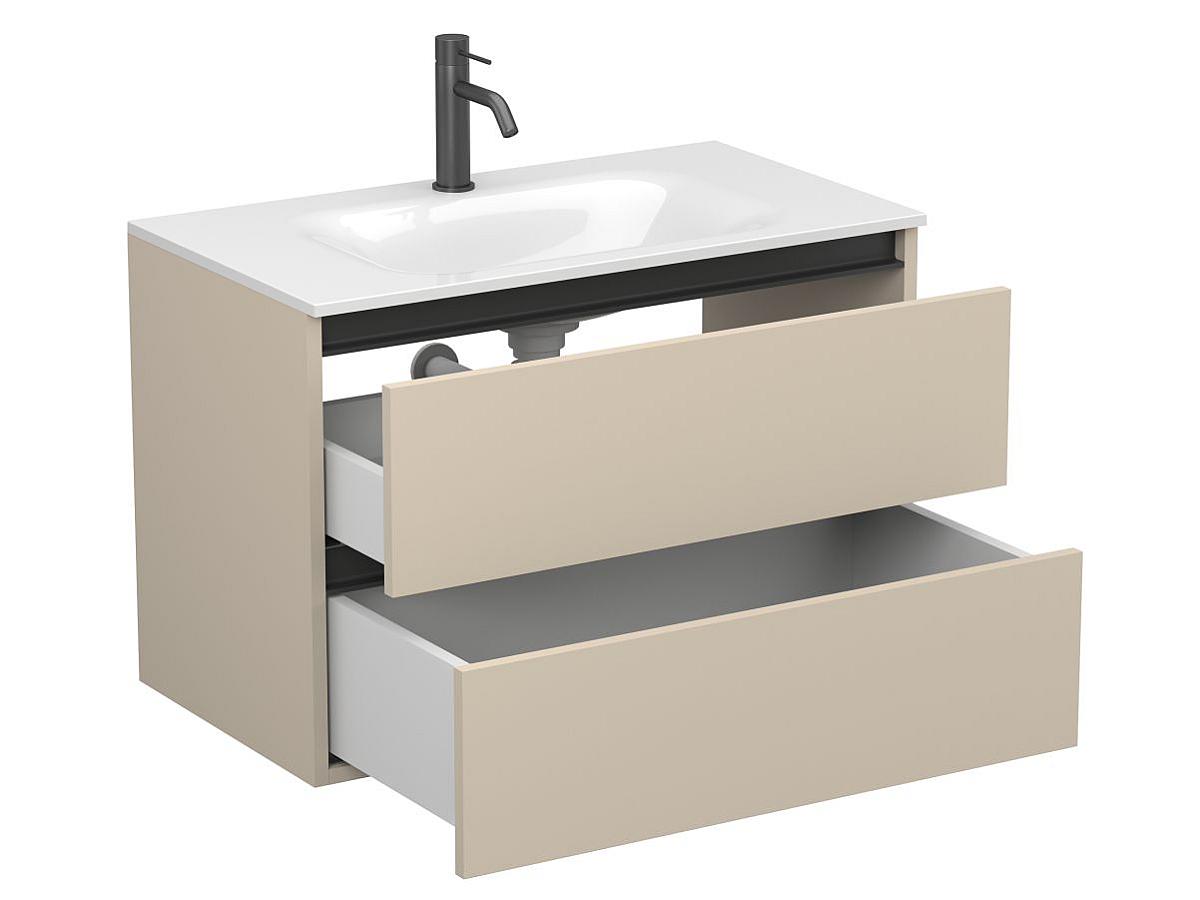 Тумба подвесная NATURA кашемир, МДФ, с умывальником JESSEL 800