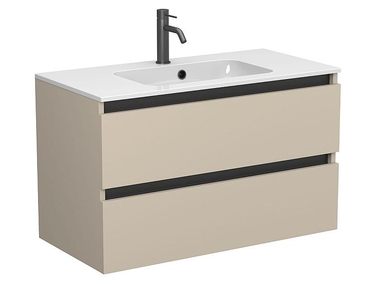 Тумба підвісна NATURA кашемір, МДФ, з умивальником DELLA 900