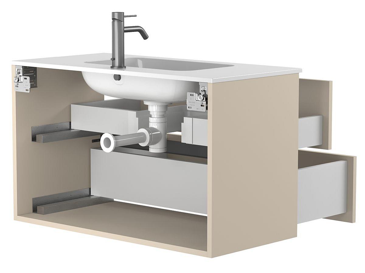 Тумба подвесная NATURA кашемир, МДФ, с умывальником DELLA 900