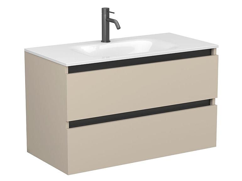 Тумба підвісна NATURA кашемір, МДФ, з умивальником JESSEL 900