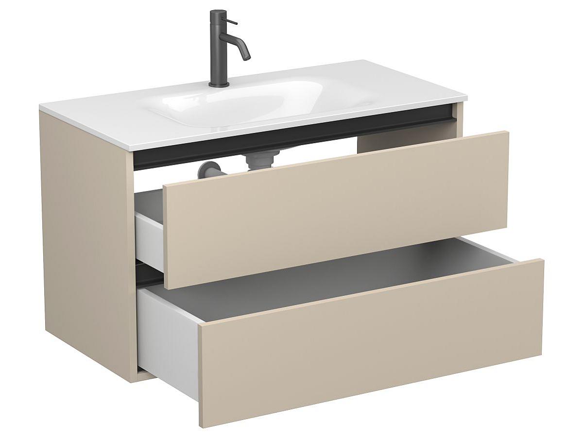 Тумба подвесная NATURA кашемир, МДФ, с умывальником JESSEL 900