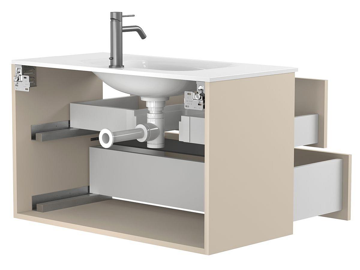 Тумба подвесная NATURA кашемир, МДФ, с умывальником JESSEL 900