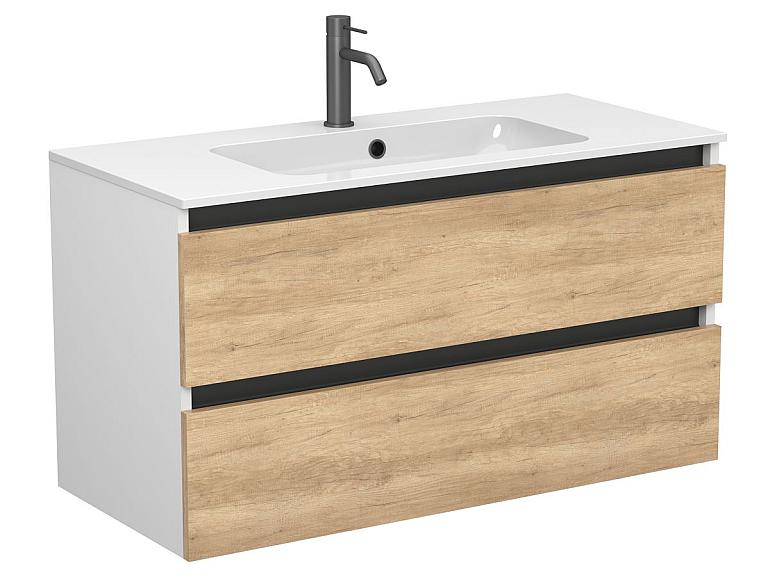 Тумба підвісна NATURA Дуб Небраска з умивальником DELLA 1000