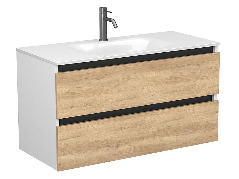 Тумба підвісна NATURA Дуб Небраска з умивальником JESSEL 1000