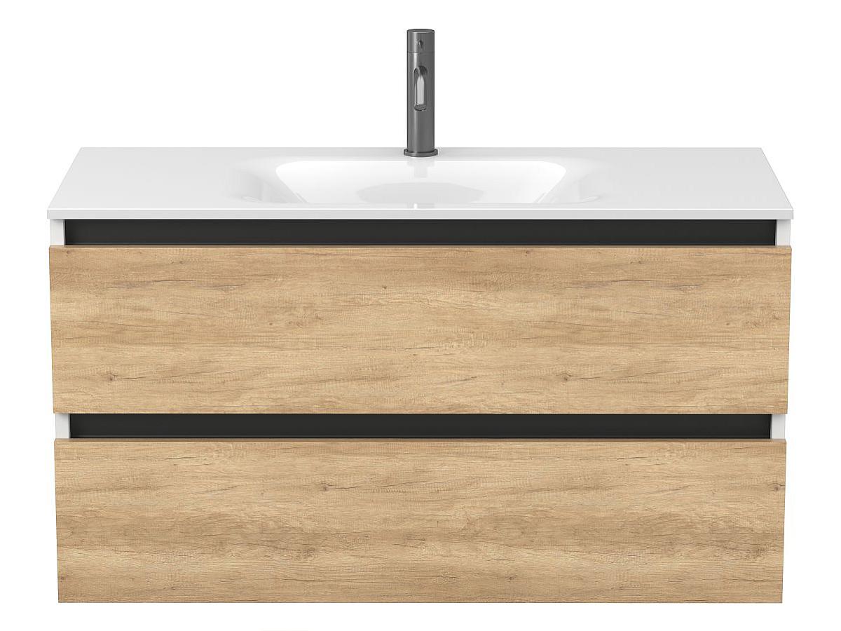 Тумба подвесная NATURA Дуб Небраска с умывальником JESSEL 1000