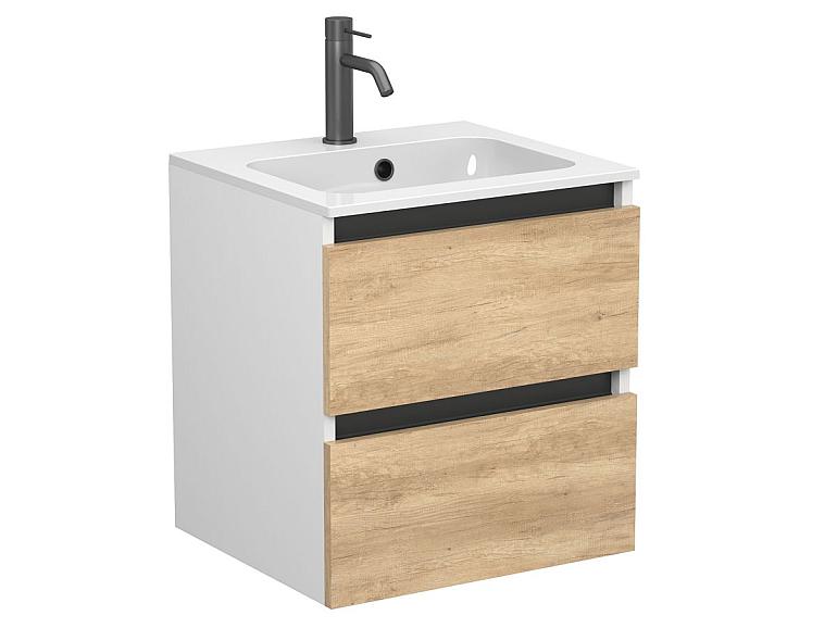Тумба підвісна NATURA Дуб Небраска з умивальником DELLA 500