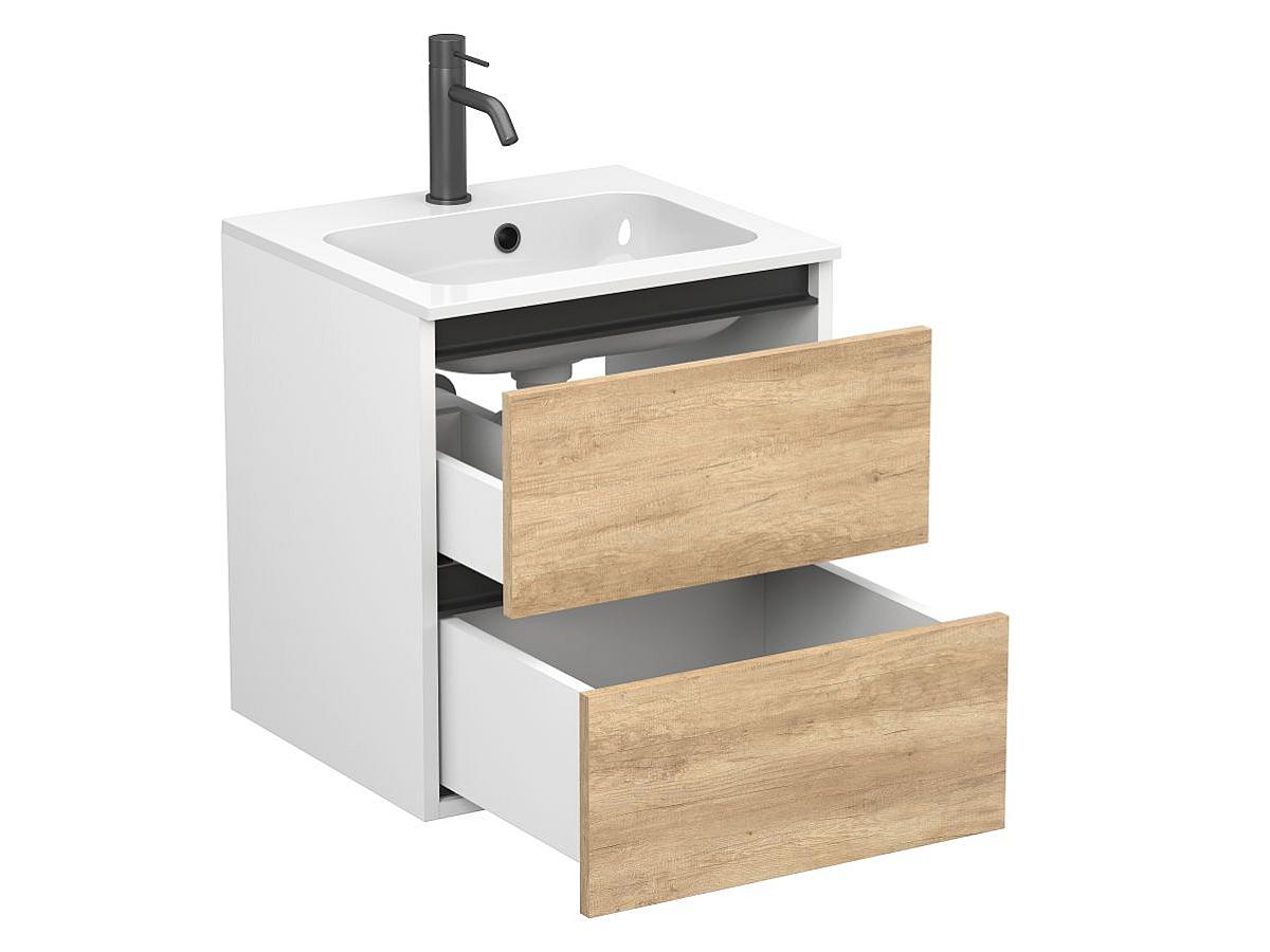 Тумба подвесная NATURA Дуб Небраска с умывальником DELLA 500