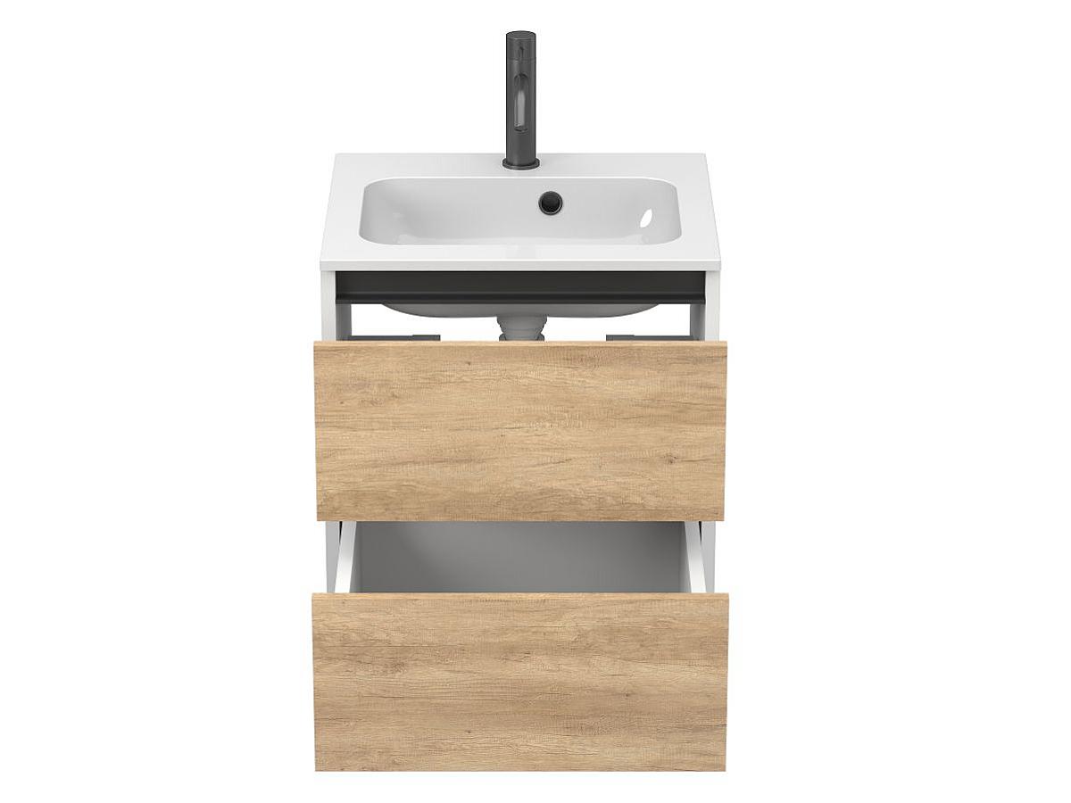 Тумба подвесная NATURA Дуб Небраска с умывальником DELLA 500