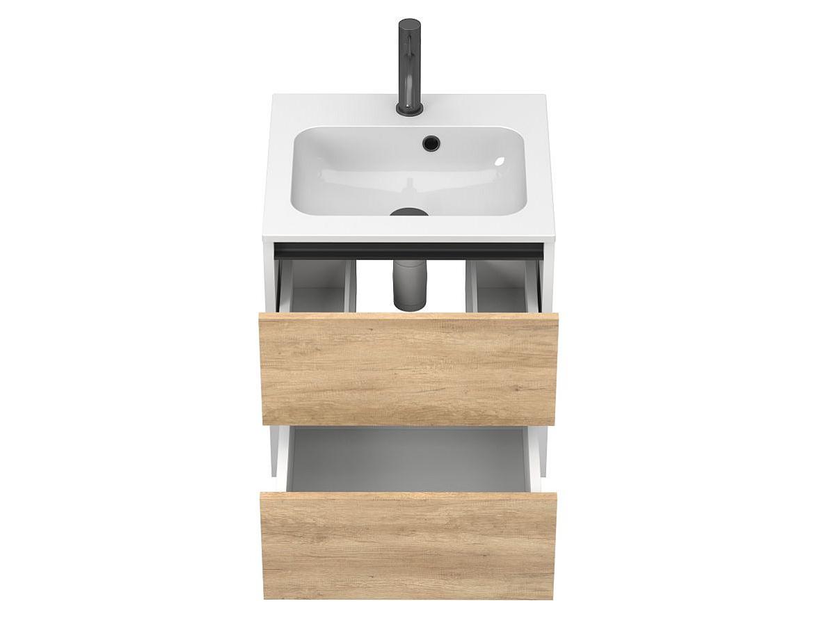 Тумба подвесная NATURA Дуб Небраска с умывальником DELLA 500