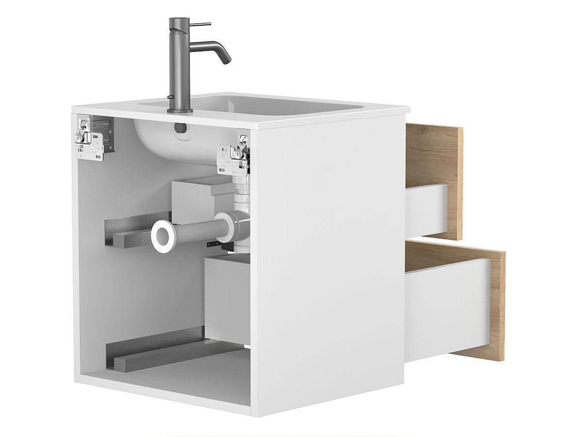 Тумба подвесная NATURA Дуб Небраска с умывальником DELLA 500
