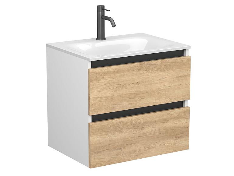 Тумба підвісна NATURA Дуб Небраска з умивальником JESSEL 600