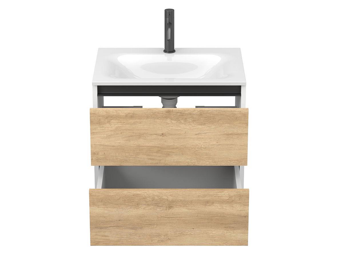 Тумба подвесная NATURA Дуб Небраска с умывальником JESSEL 600