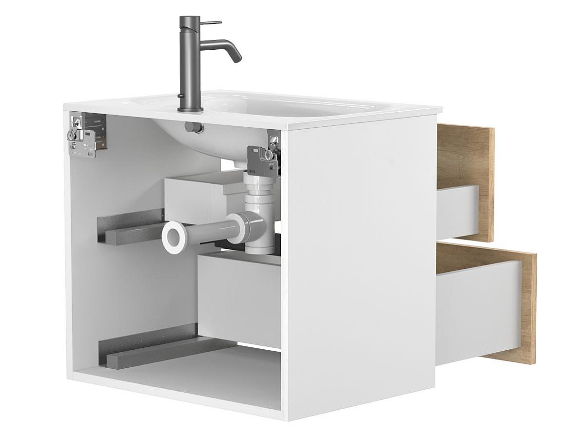 Тумба подвесная NATURA Дуб Небраска с умывальником JESSEL 600