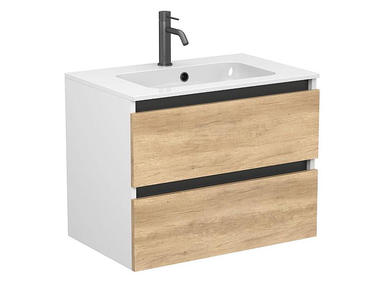 Тумба підвісна NATURA Дуб Небраска з умивальником DELLA 700