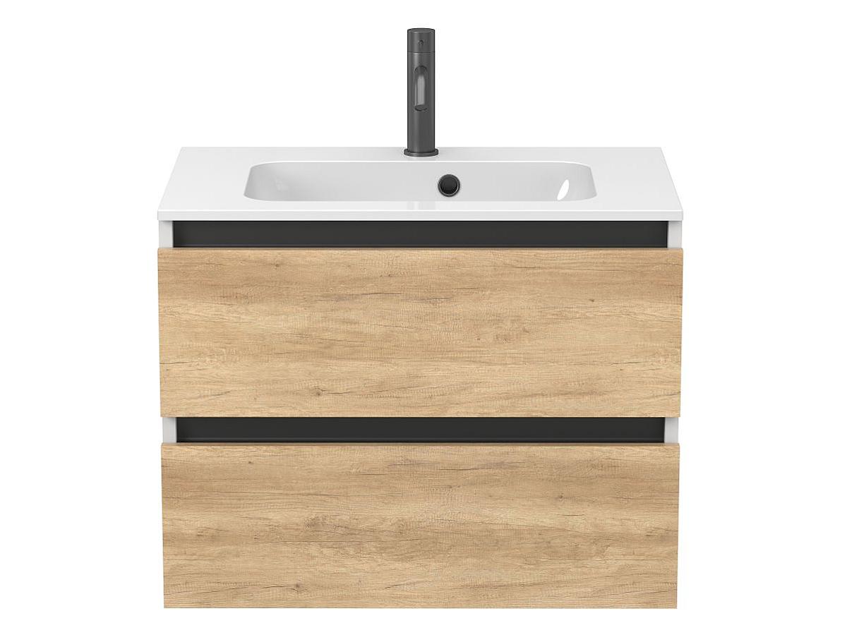 Тумба подвесная NATURA Дуб Небраска с умывальником DELLA 700