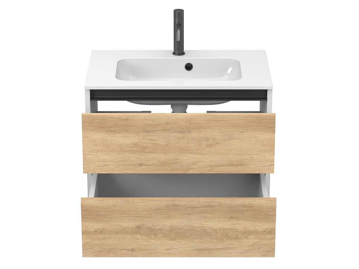 Тумба подвесная NATURA Дуб Небраска с умывальником DELLA 700