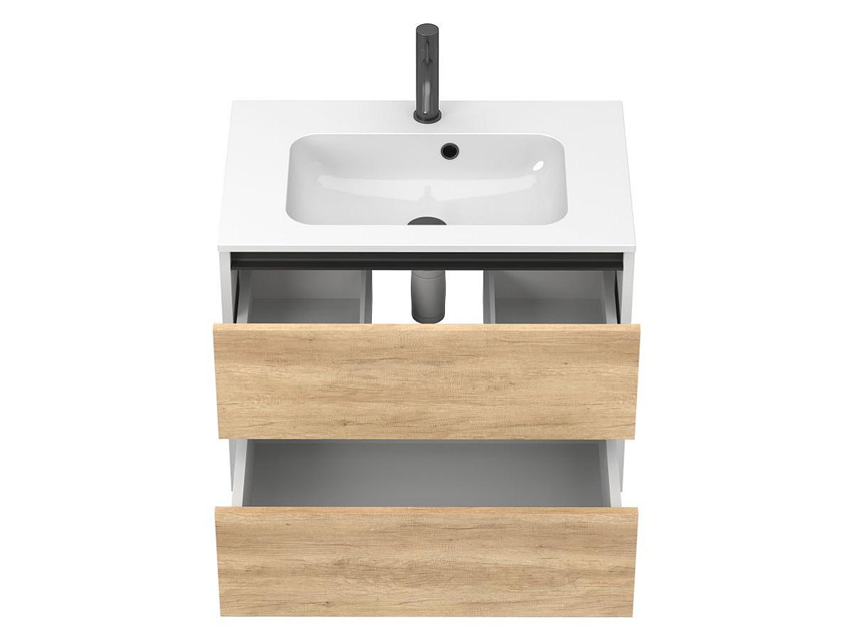 Тумба подвесная NATURA Дуб Небраска с умывальником DELLA 700