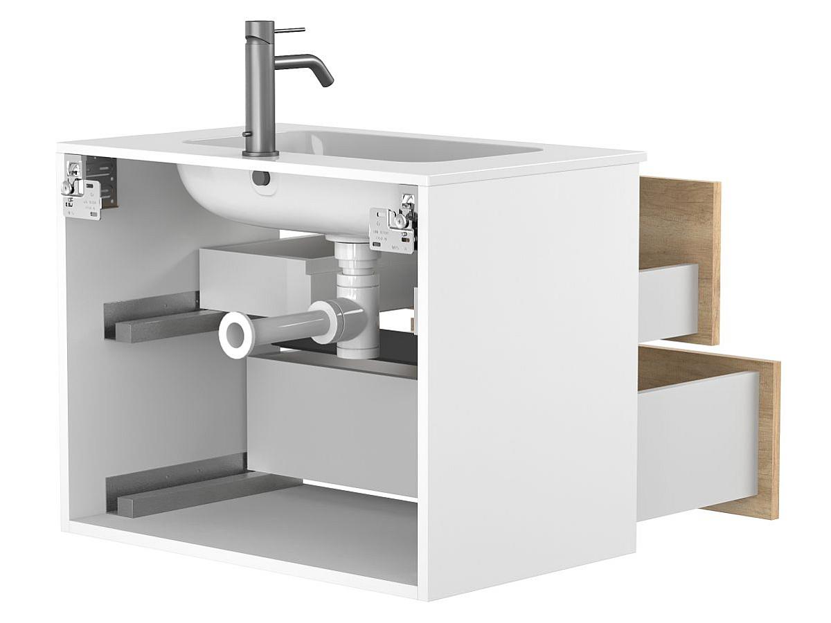 Тумба подвесная NATURA Дуб Небраска с умывальником DELLA 700