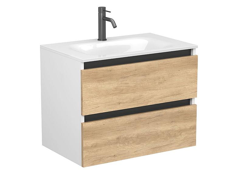 Тумба підвісна NATURA Дуб Небраска з умивальником JESSEL 700