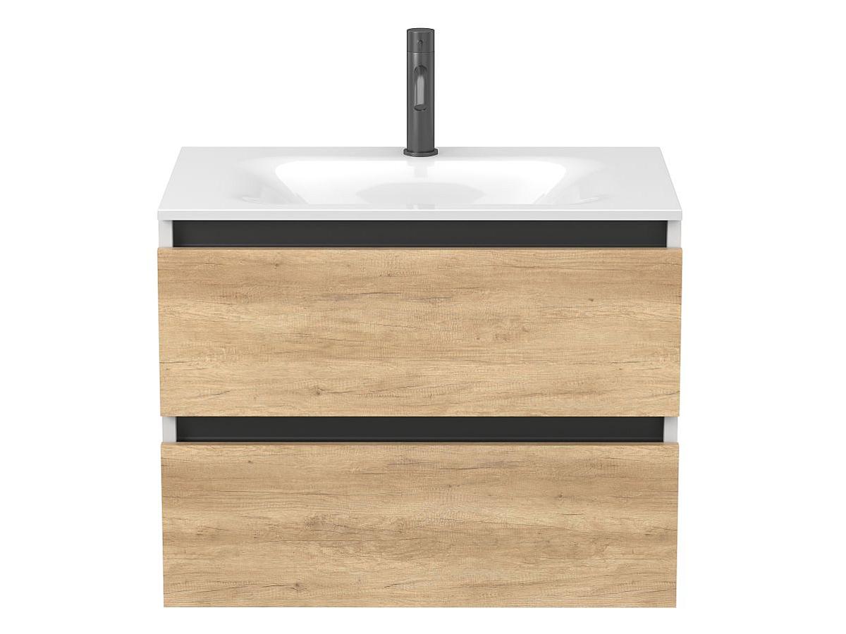 Тумба подвесная NATURA Дуб Небраска с умывальником JESSEL 700