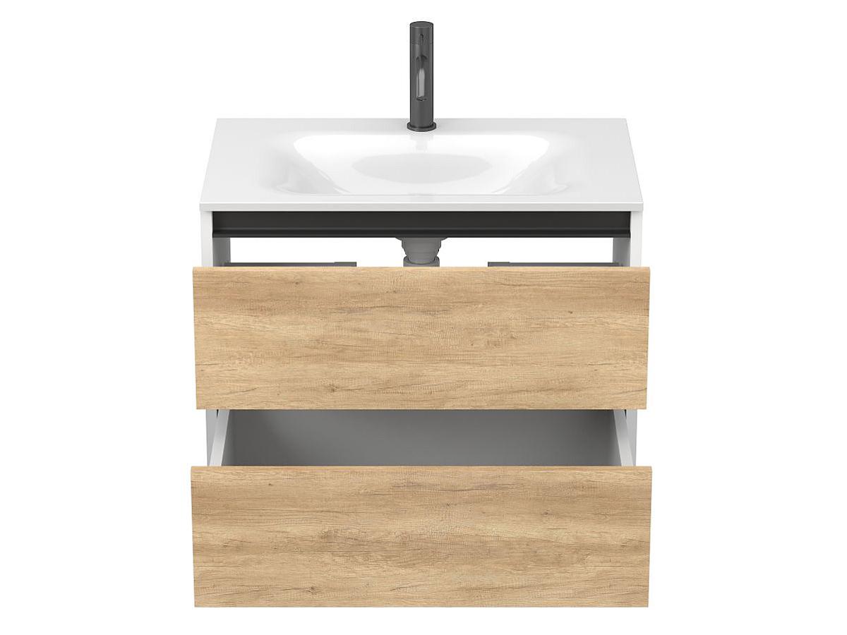 Тумба подвесная NATURA Дуб Небраска с умывальником JESSEL 700