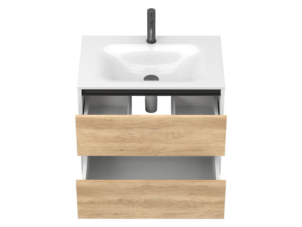 Тумба подвесная NATURA Дуб Небраска с умывальником JESSEL 700