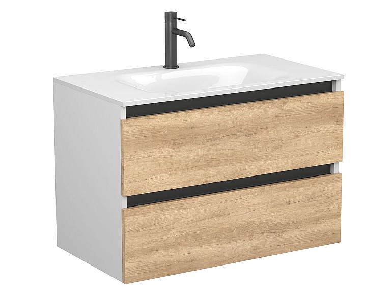 Тумба підвісна NATURA Дуб Небраска з умивальником JESSEL 800