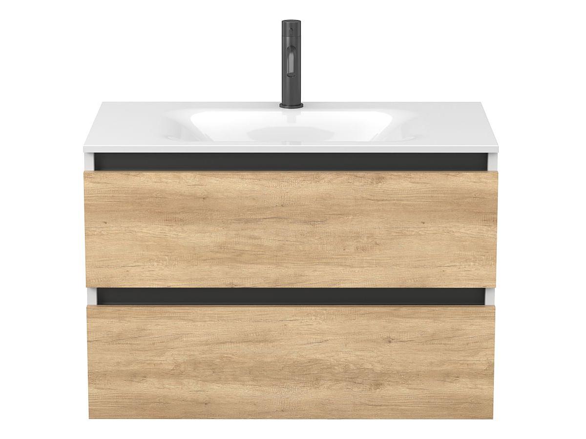 Тумба подвесная NATURA Дуб Небраска с умывальником JESSEL 800