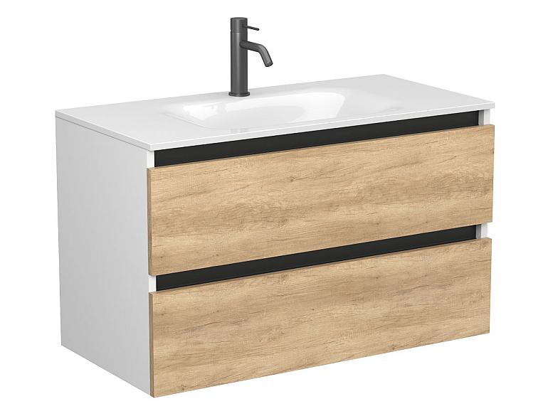 Тумба підвісна NATURA Дуб Небраска з умивальником JESSEL 900