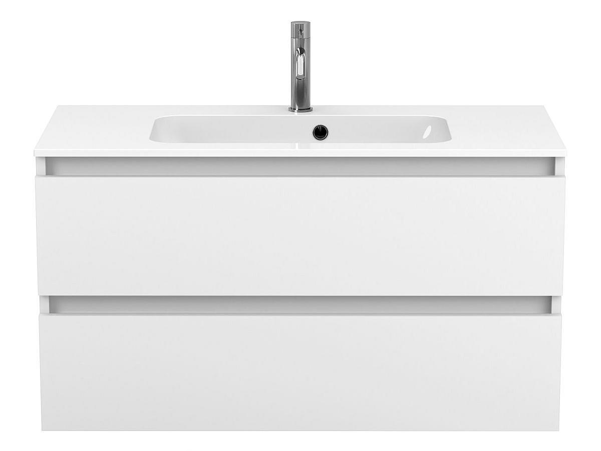 Тумба подвесная NATURA белая матовая с умывальником DELLA 1000