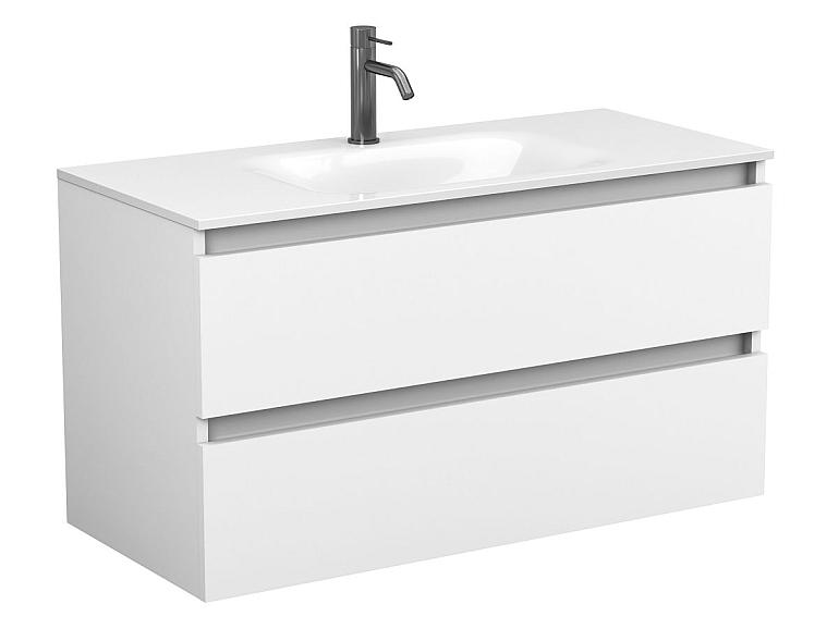 Тумба підвісна NATURA біла матова з умивальником JESSEL 1000