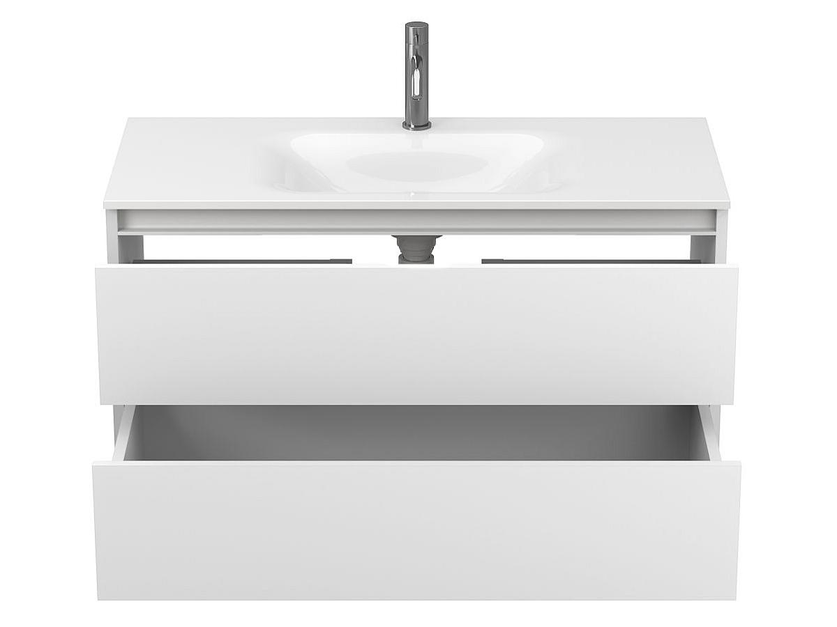 Тумба подвесная NATURA белая матовая с умывальником JESSEL 1000