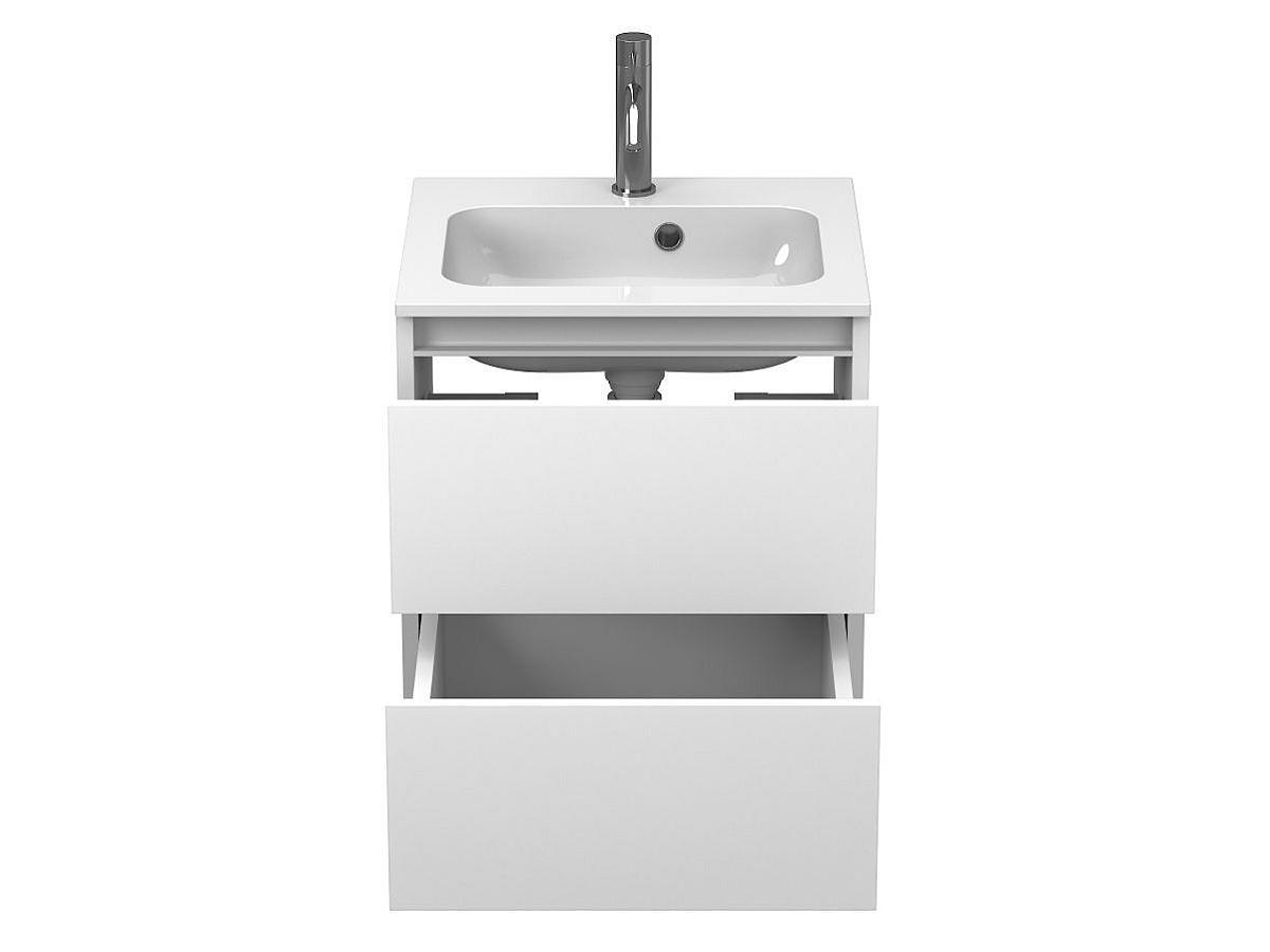 Тумба подвесная NATURA белая матовая с умывальником DELLA 500