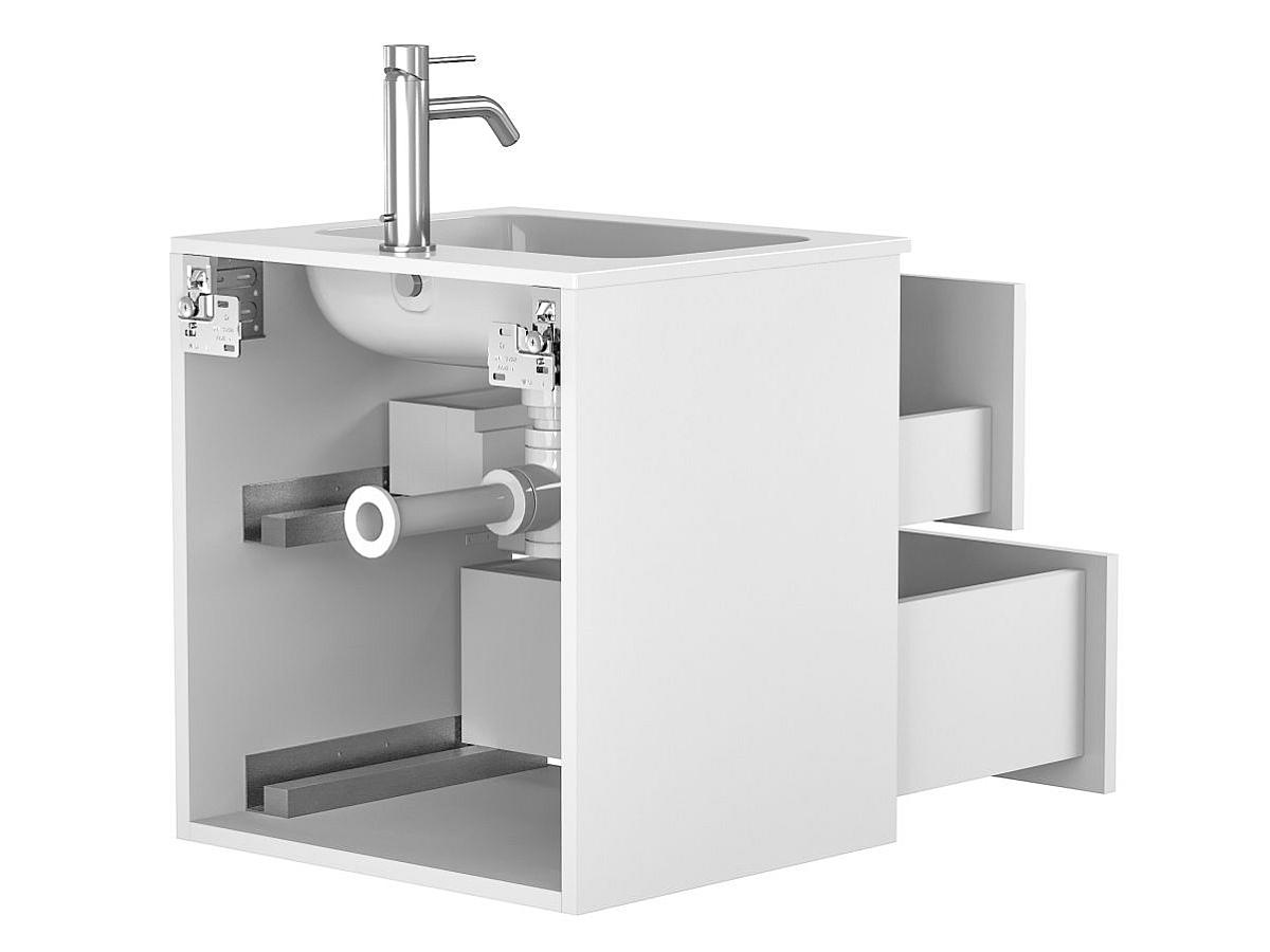Тумба подвесная NATURA белая матовая с умывальником DELLA 500