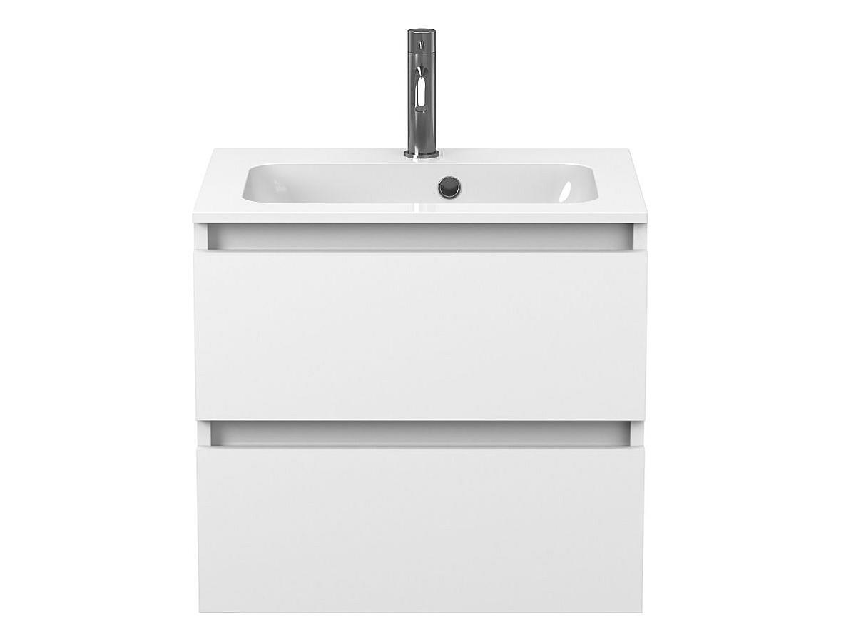 Тумба подвесная NATURA белая матовая с умывальником DELLA 600
