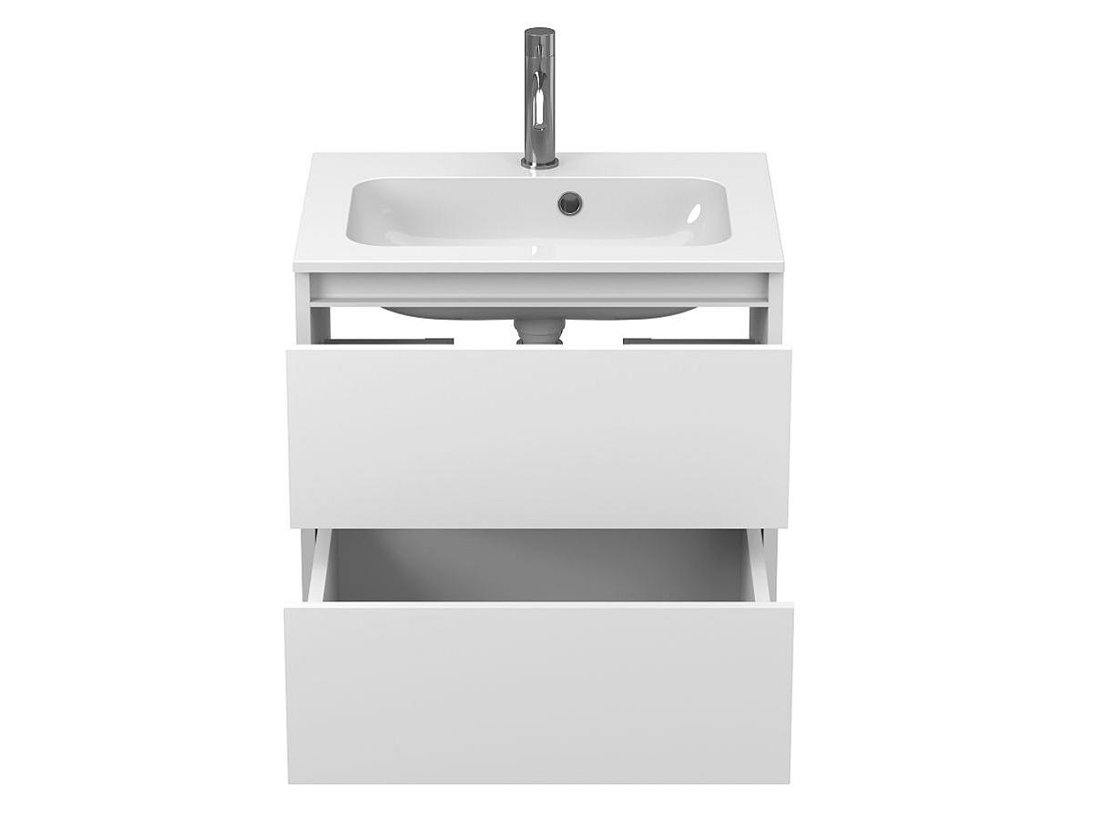 Тумба подвесная NATURA белая матовая с умывальником DELLA 600