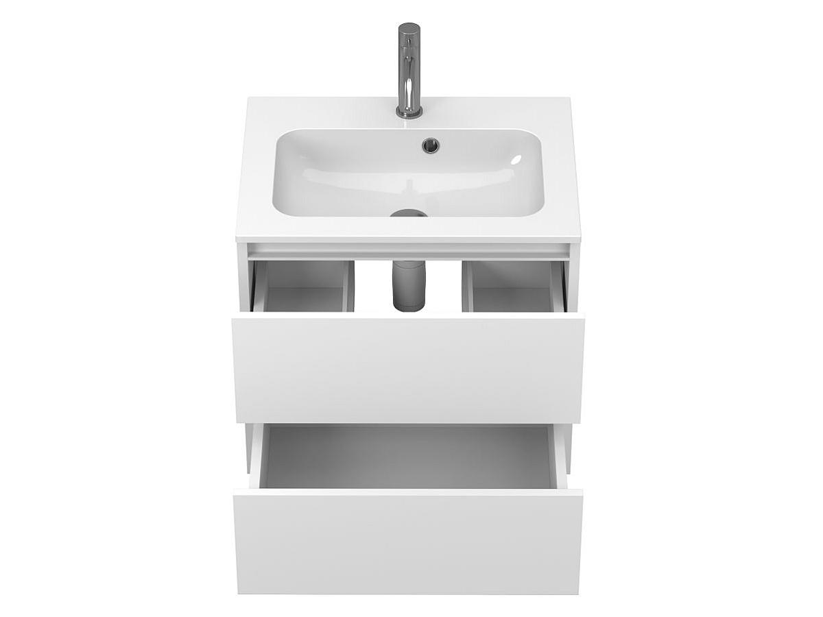 Тумба подвесная NATURA белая матовая с умывальником DELLA 600