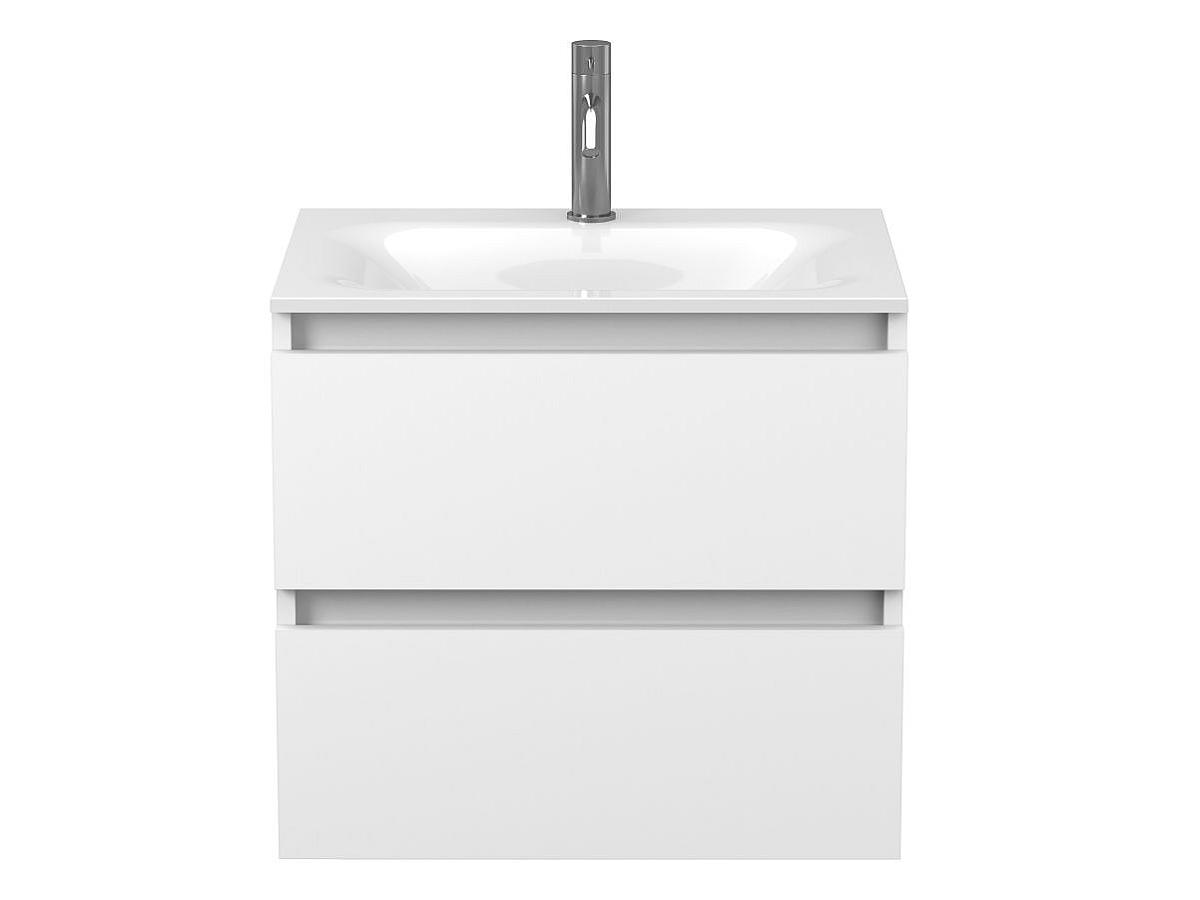 Тумба подвесная NATURA белая матовая с умывальником JESSEL 600