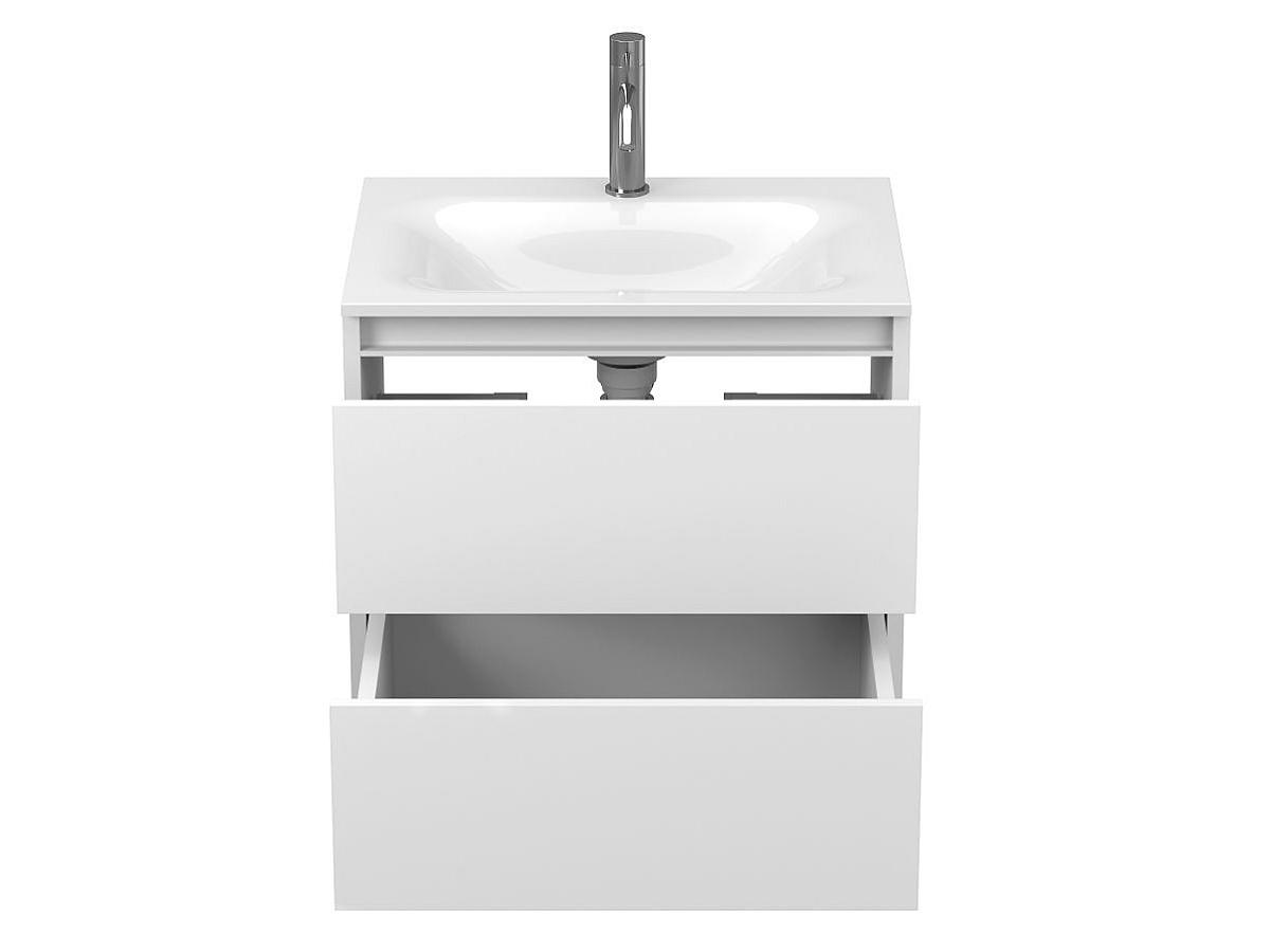 Тумба подвесная NATURA белая матовая с умывальником JESSEL 600