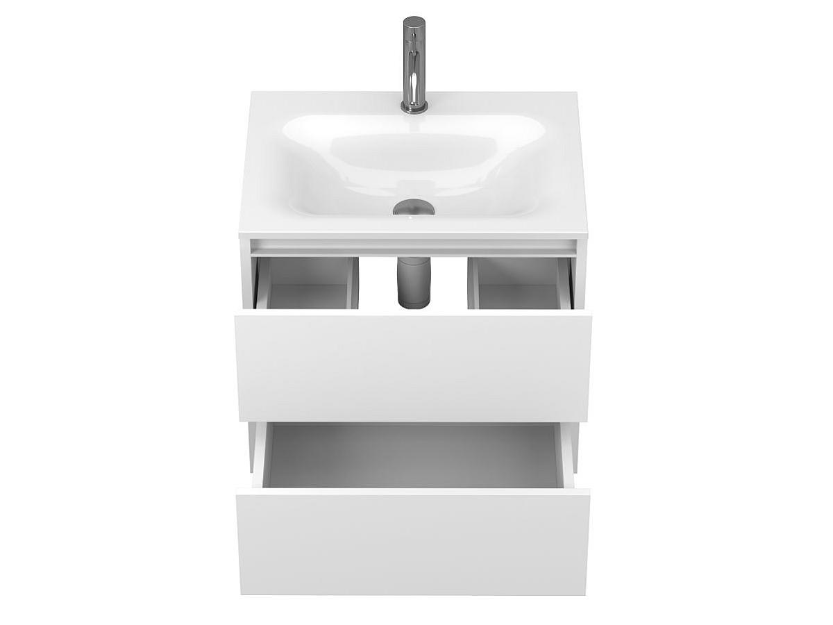 Тумба подвесная NATURA белая матовая с умывальником JESSEL 600