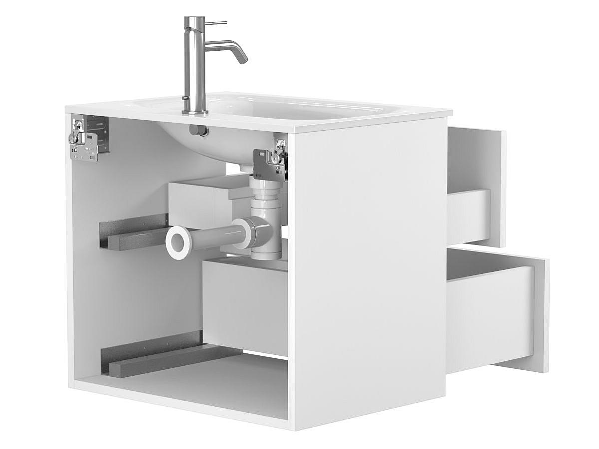 Тумба подвесная NATURA белая матовая с умывальником JESSEL 600