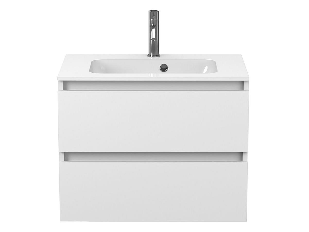 Тумба подвесная NATURA белая матовая с умывальником DELLA 700