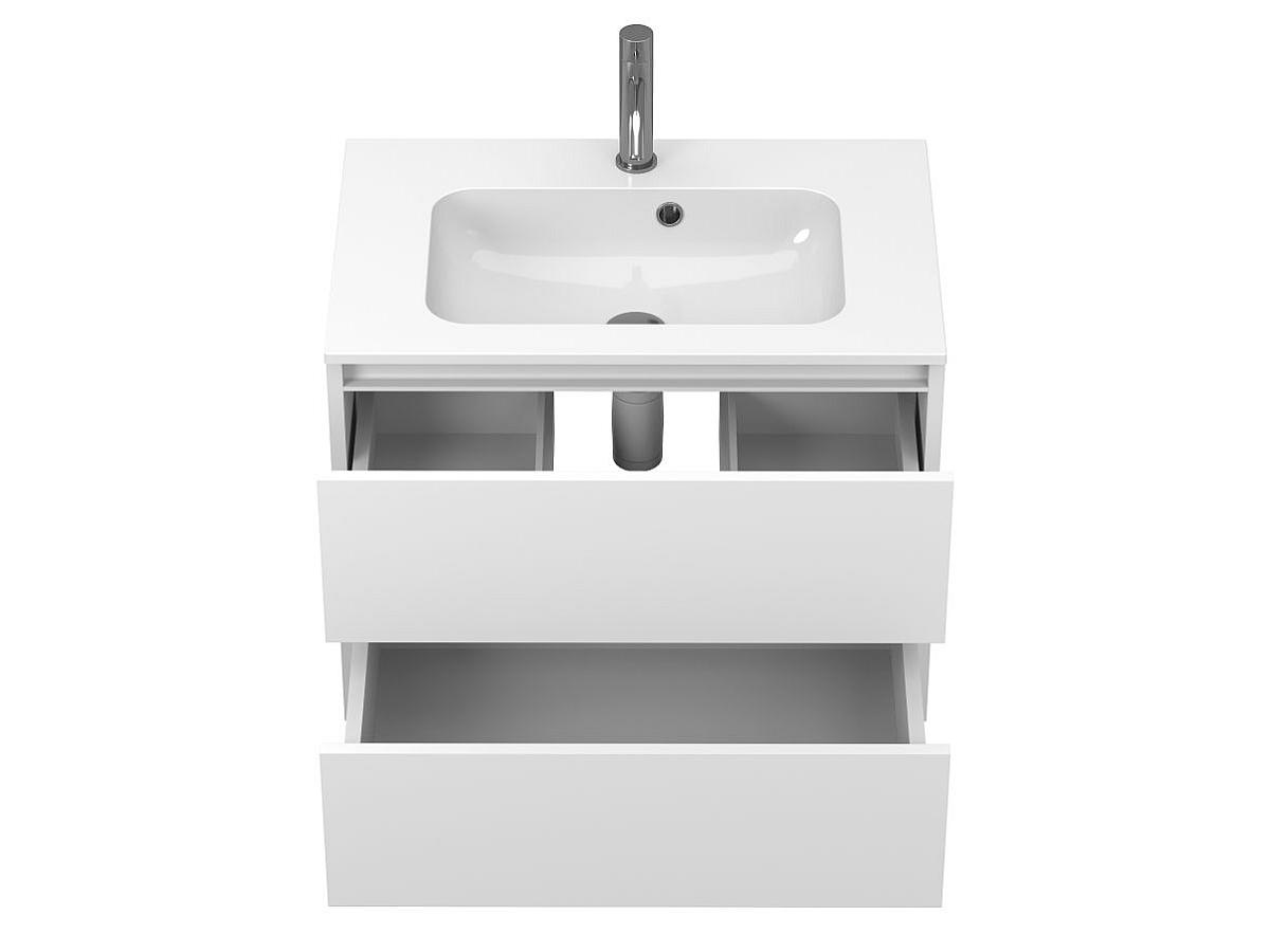 Тумба подвесная NATURA белая матовая с умывальником DELLA 700