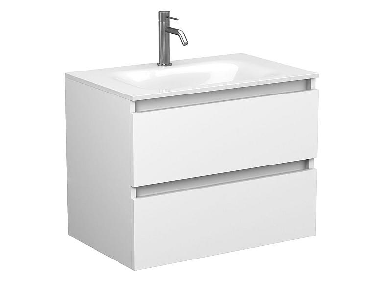 Тумба підвісна NATURA біла матова з умивальником JESSEL 700