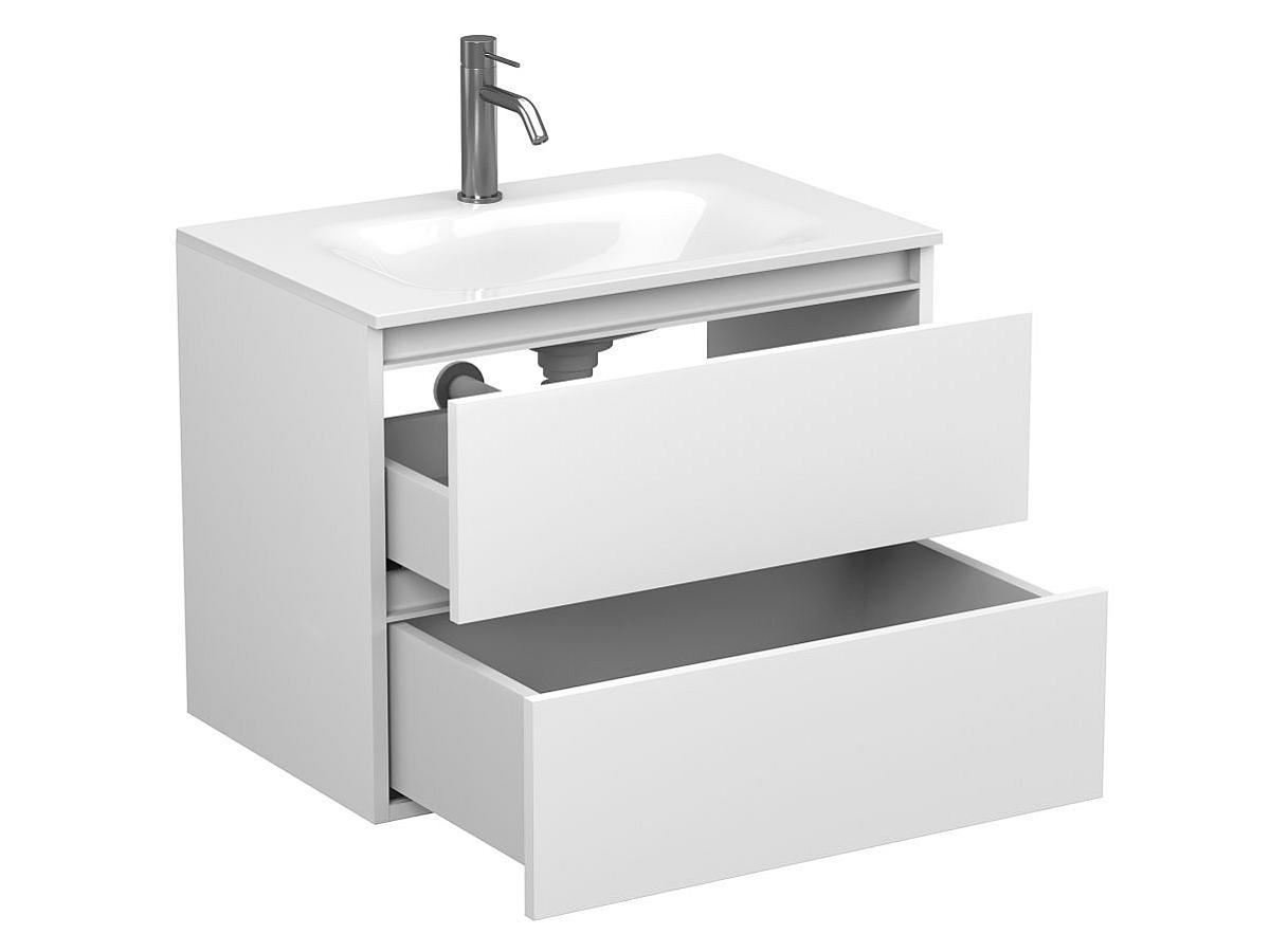Тумба подвесная NATURA белая матовая с умывальником JESSEL 700